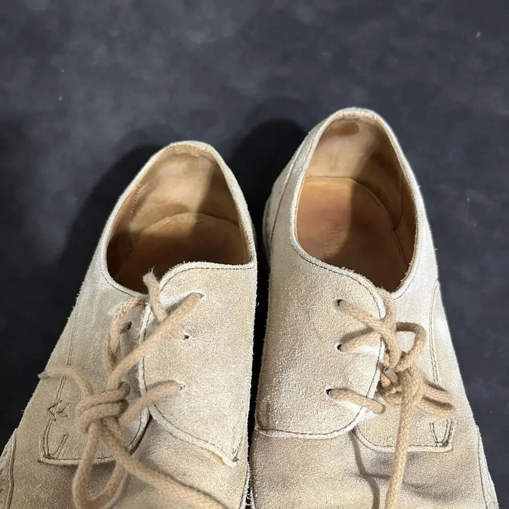 John Varvatos Suede Wingtip Shoes Mens Size 10.5 Beige Handmade Italy F1250L1